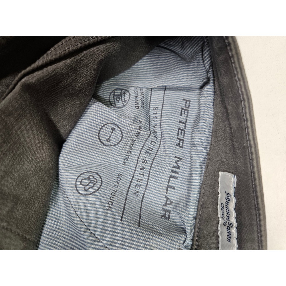 Peter Millar Signature Sateen Classic Fit Gray Pants Men's 40L Stretch 5-Pocket - Picture 7 of 10
